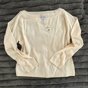 LOFT Wool and Cashmere Cream Scoop Neck Sweater